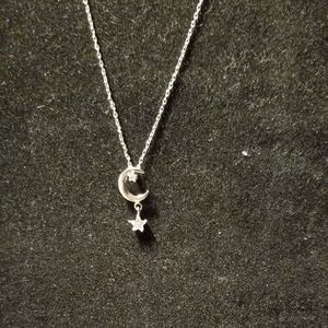 Sterling silver Moon and Star Pendant with adjustable chain